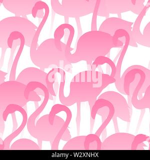 Flamingo seamless pattern. Vector tropical exotic texture. Hand drawn birds Stock Vector