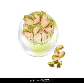 Roasted pistachios in a glass jar Stock Vector