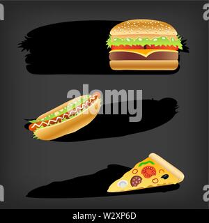Burger Hot Dog Pizza price tag template Stock Vector