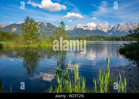 Lake Barmsee at the Karwendel mountains in Bavaria Stock Photo