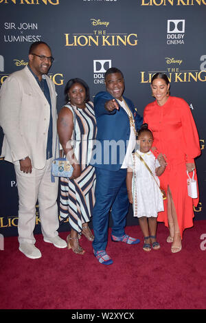 Tracy Morgan with wife Megan Wollover and family at the world premiere of the movie 'The Lion King' at the Dolby Theater. Los Angeles, 09.07.2019 | usage worldwide Stock Photo