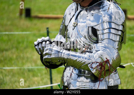 Close up of a knight in shining armour