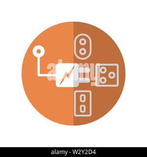 Icon design in concept of transformation plug for travelling. Vector illustration isolated on white background. Stock Vector