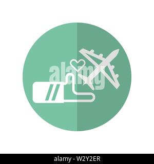 Icon design for travel insurance.  Vector illustration in flat style. Stock Vector