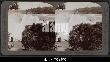 Marble whiteness of the seething waters, American and Luna Falls, Niagara, USA, by Underwood & Underwood 2 Stock Photo