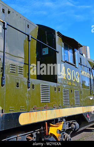 Ex Canadian National EMD GP7 number 4803 restored and Preserved at the Toronto Roundhouse Stock Photo