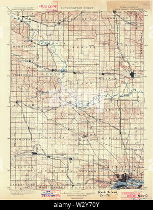 USGS TOPO Maps Iowa IA Rock Island 175433 1901 125000 Restoration Stock Photo