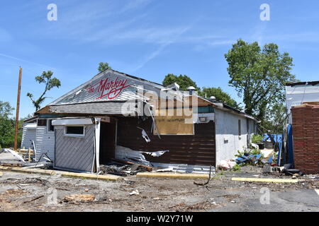 Dayton, Ohio/United States-June 15, 2019:  Tornado damage that occurred on May 27, 2019 in the Dayton, Ohio vicinity Stock Photo