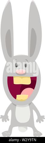 Cartoon Illustration of Happy Farm Rabbit or Bunny Animal Character Stock Vector