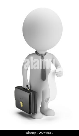 The 3D white little man with a portfolio Stock Photo - Alamy