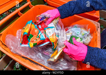 packaging waste, recycle bin, Berlin, Germany Stock Photo