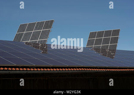 solar panels, schwaebisch hall, michelfeld, hohenlohe, heilbronn-franconia, baden-wuerttemberg, germany Stock Photo