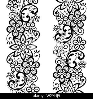 Lace seamless vector pattern, repetitive ornamental textile or embroidery design in white on gray background Stock Vector