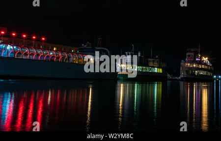 Tourist boats docked in Confederation Basin, Kingston, Ontario, Canada Stock Photo