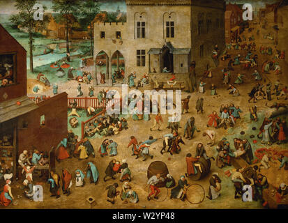 Childrens Games (1560) painting by Pieter Bruegel (Brueghel) the Elder (I) Very high quality and resolution image Stock Photo