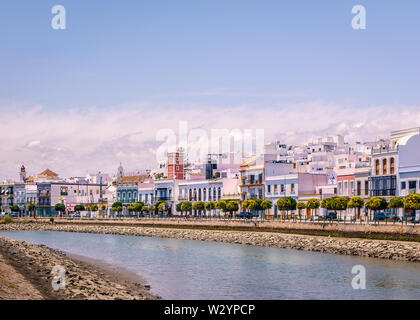 Traditional architecture of the region along the riverbank in Ayamonte, Huelva province, Andalucia, Spain. Stock Photo