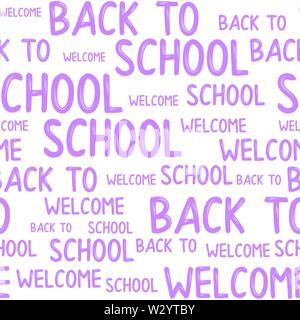 Seamless pattern of back to school words quotes. Stock Vector