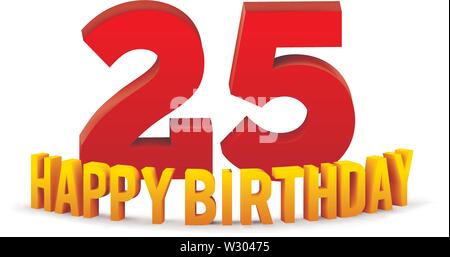 Happy Birthday twenty five 25 year, fun paper cut number and text label  design with colorful abstract hand drawn art. Ideal for special event  poster Stock Vector Image & Art - Alamy