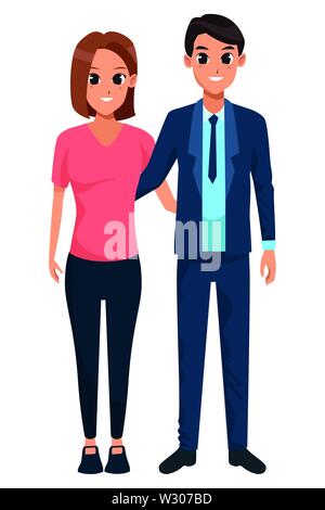 Young couple cartoon profile isolated Stock Vector Image & Art - Alamy