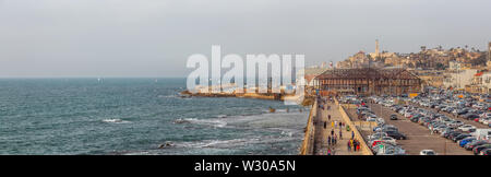 Tel Aviv, Israel - April 13, 2019: Beautiful aerial view of a Port of Jaffa during a sunny day. Stock Photo