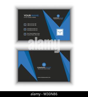 Blue and black abstract business card Stock Vector