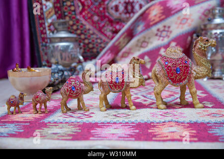 Beautiful camel souvenir as sold in the souq of Baku , Azerbaijan Emirates .Decorated camel , used generally in indian culture, used as a souvenir. Stock Photo