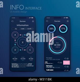 Vector graphics mobile infographics with three and four options. Template for creating mobile applications, workflow layout, diagram, banner, web Stock Vector