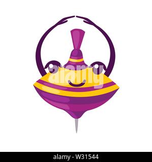 Kids toy whirligig cartoon character design flat vector illustration isolated on white background. Stock Vector