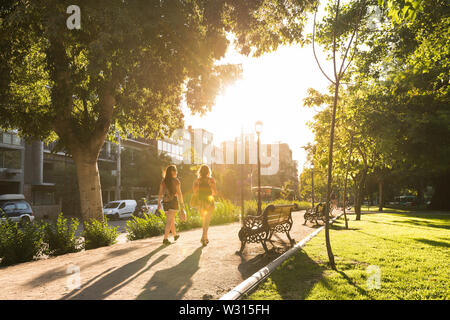 Santiago, Region Metropolitana, Chile - People walking in the Forestal Park, the more traditional urban park in the city. Stock Photo