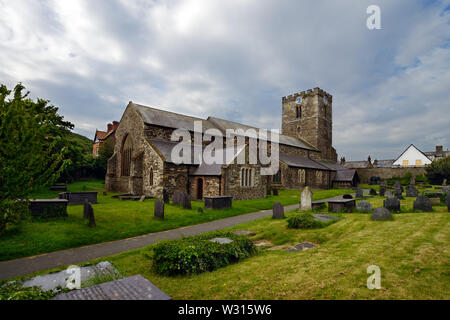 Church of St Mary's & All Saints was completed in about 1186.  It was originally a Cistercian Abbey but in 1283 King Edward I removed the Welsh monks. Stock Photo