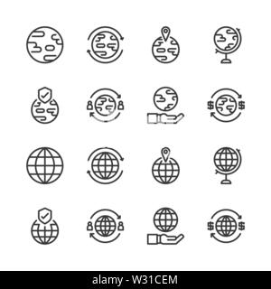 Global related icon set.Vector illustration Stock Vector