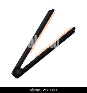 Cartoon black hair straightener Stock Vector