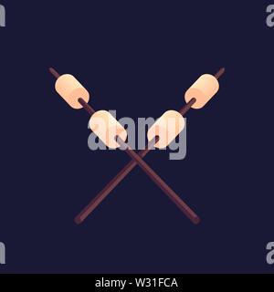 Marshmallow roasting hand drawn flat color vector Stock Vector