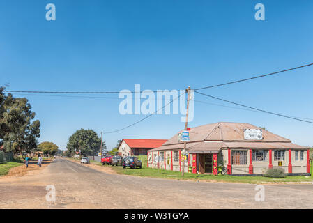 CAROLINA, SOUTH AFRICA - MAY 2, 2019: A street scene, with businesses, vehicles and people, in Carolina, in the Mpumalanga Province Stock Photo