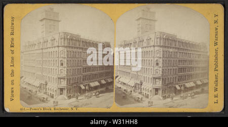 Powers' Block, Rochester, NY, by Walker, L E, 1826-1916 Stock Photo