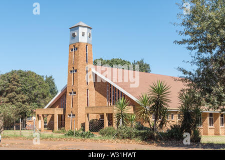 CAROLINA, SOUTH AFRICA - MAY 2, 2019: A street scene, with the Netherdutch Reformed Church of Africa, in Carolina, in the Mpumalanga Province Stock Photo