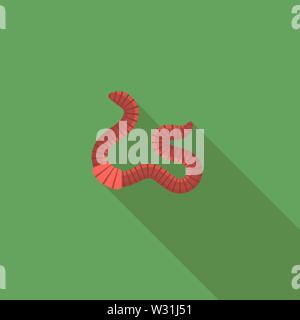 Animal Earth Red Worms for Fishing on Green Background Stock Vector