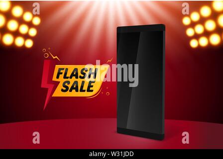 Flash Sale Mobile Illustration Vector Background Stock Vector