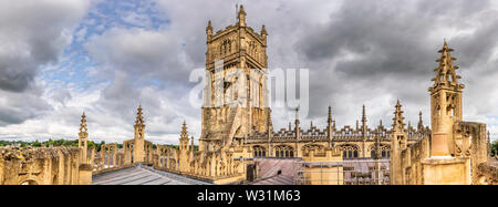 St John the Baptist Church is the landmark centrepiece of the marketplace in the beautiful Cotswold town of Cirencester in Gloucestershire. Stock Photo