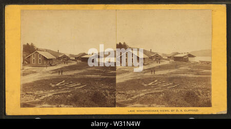 Rail Road Crossings, Alton Bay, NH, by Clifford, D A, d 1889 Stock Photo