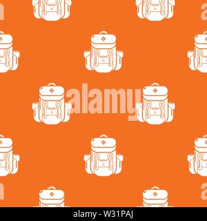 Backpack tourism pattern vector orange Stock Vector