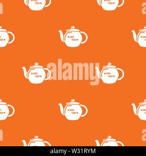 Kettle household pattern vector orange Stock Vector