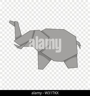 Origami elephant icon, cartoon style Stock Vector