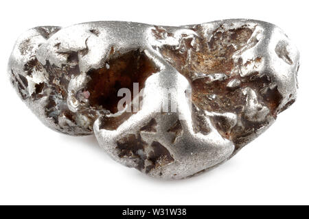 native 0.6 gram platinum nugget from the Fox Gulch, Goodnews Bay, Alaska isolated on white background Stock Photo