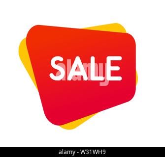 Beautiful Sale label red color isolated white background. Vector Sticker sell-out Stock Vector