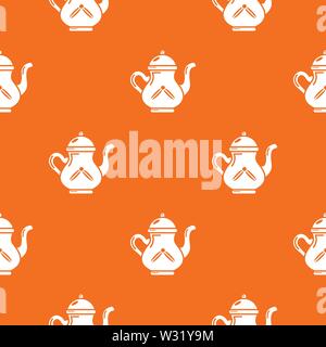 Kettle tea pattern vector orange Stock Vector