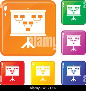Soccer or football field scheme icons set vector color Stock Vector