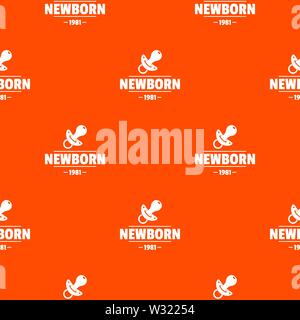 Newborn pacifier pattern vector orange Stock Vector