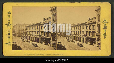 San Francisco - Wells Fargo Express, Montgomery St, from Robert N Dennis collection of stereoscopic views Stock Photo