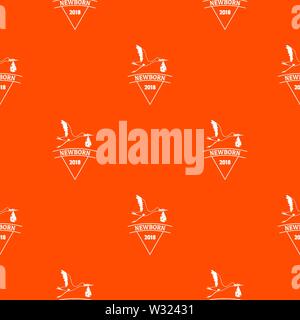 Newborn stork pattern vector orange Stock Vector